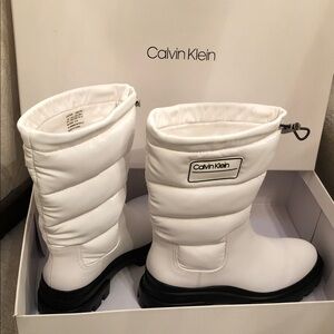 Calvin Klein White Puffer Boots